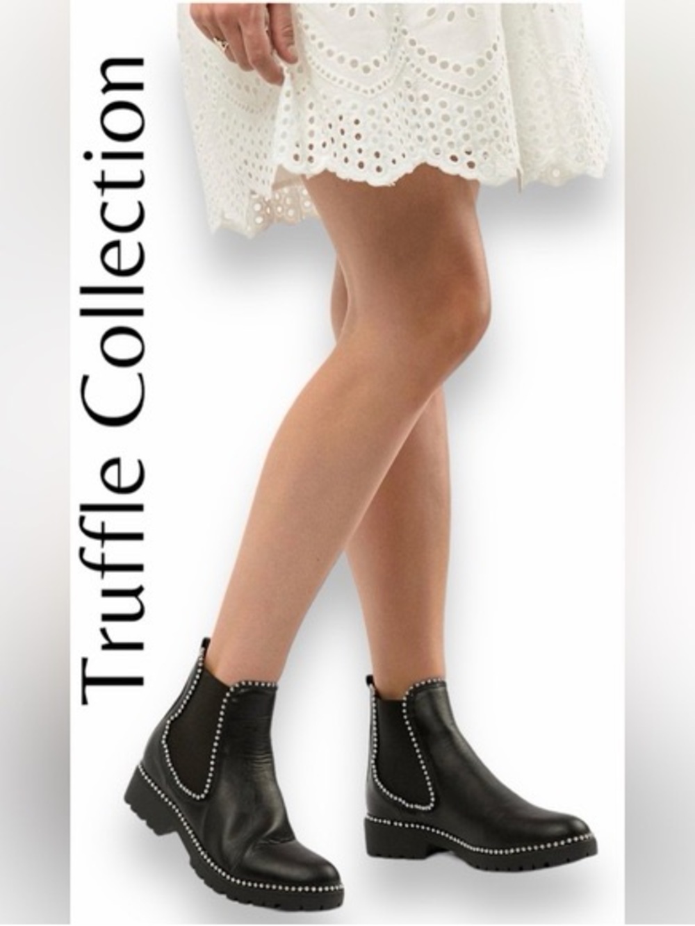 Truffle Collection ~ Chelsea ~Black Boots ~ Silver Studded~ NWOT ~ Never Worn